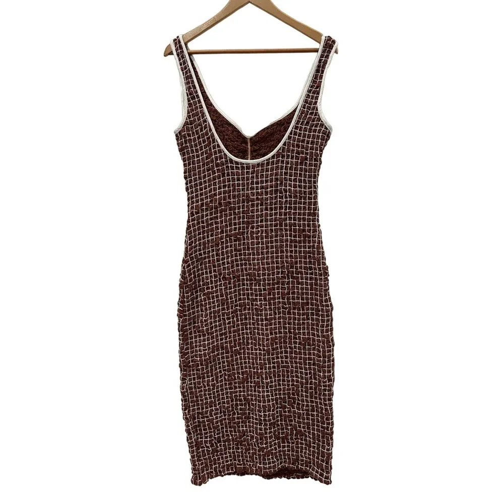 Free People Set The Bar Smocked Midi in Brown Size Medium Y2k 90s_6